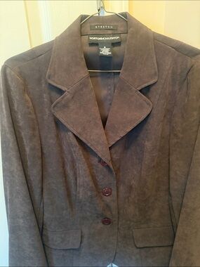 Norton McNaughton Women's Dark Brown Suede Stretch Blazer